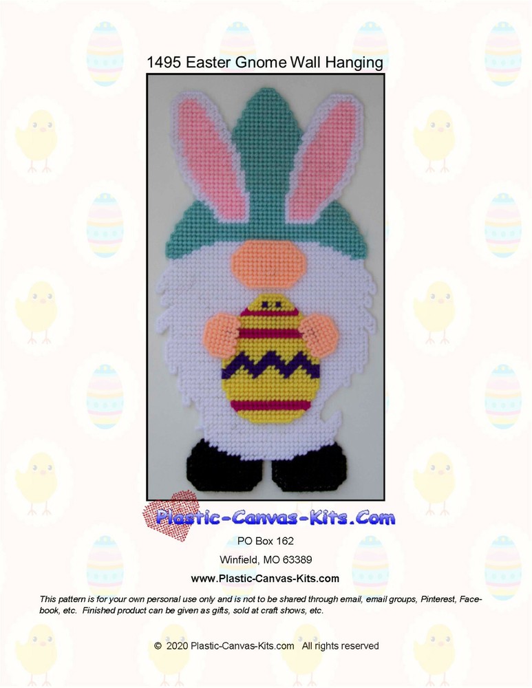 Easter Gnome Wall Hanging-Plastic Canvas Pattern or Kit