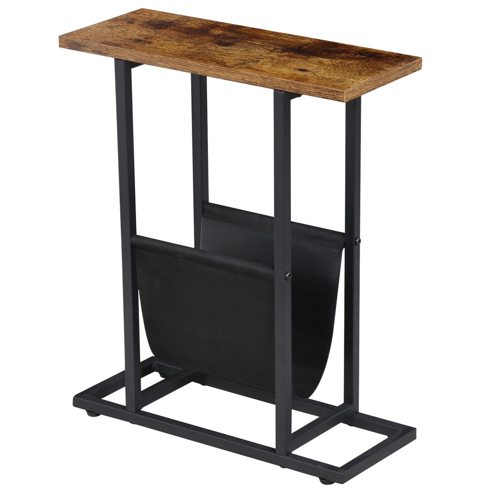 2PCS Narrow Sofa Side End Table Snack Bedside Table Storage Holder Rustic Brown