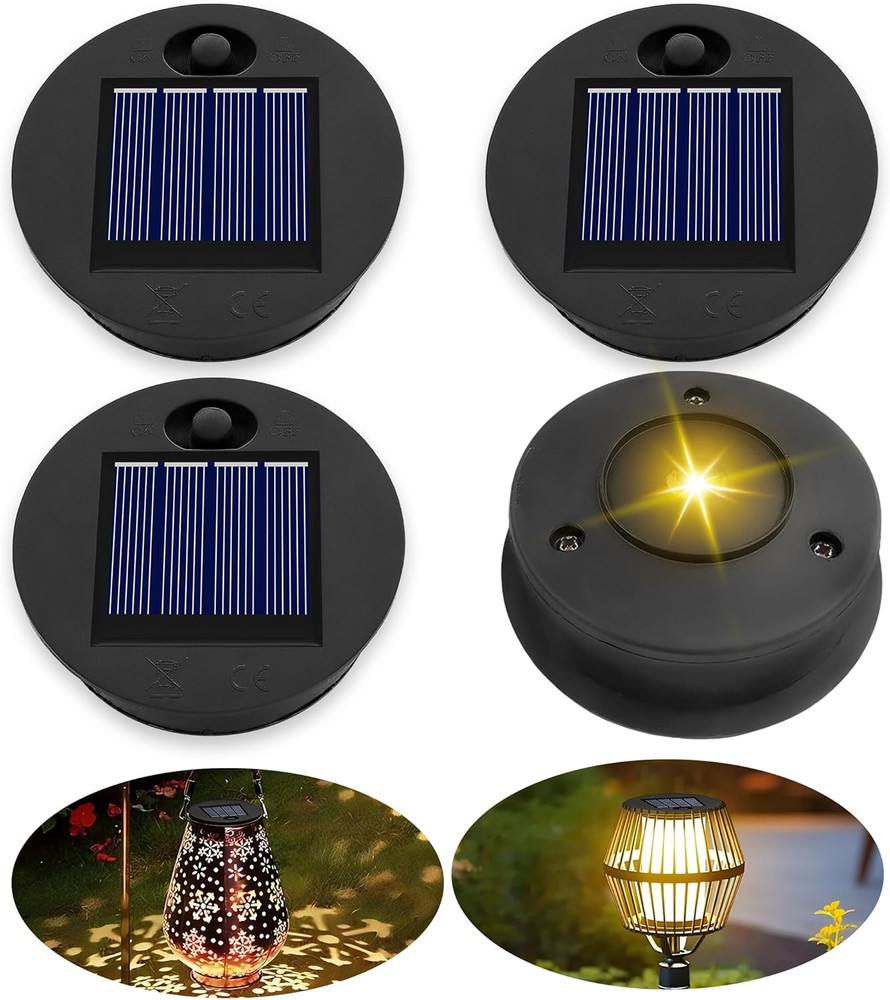 4 Pack Solar Light Replacement Top, Replace Solar Light Part for Lantern (Top 2.
