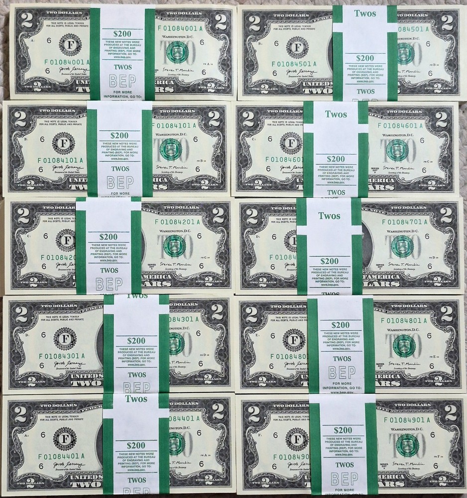 100 - $2 Two Dollar Bills UNC Sequential, Consecutive 2017A $200 TOTAL - ALTANTA