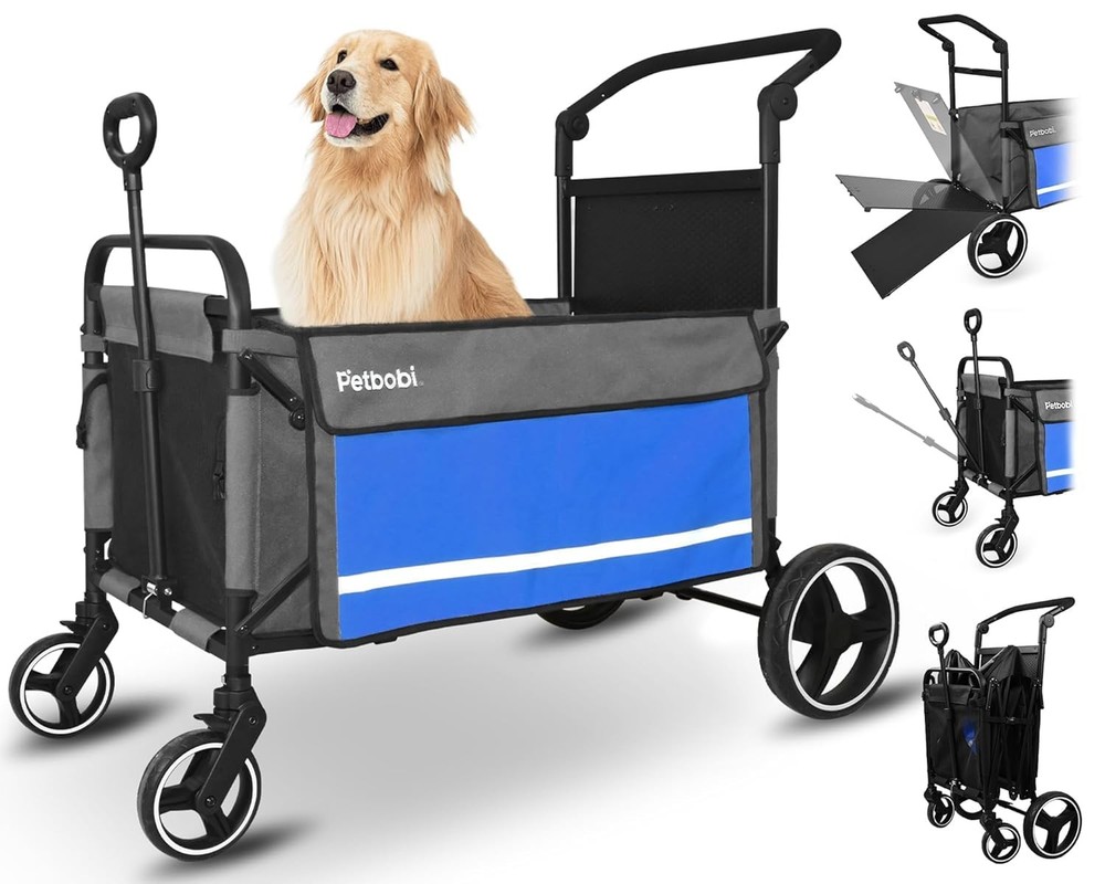 2-in-1 Dog Wagon Stroller for Large & Medium Dogs – Foldable Push & Pull Stro...