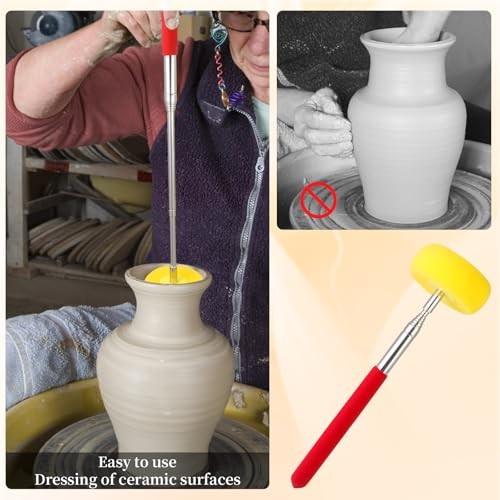 Telescoping Pottery Sponge Ceramic Shaping Tool with 1 Replacement Sponges,