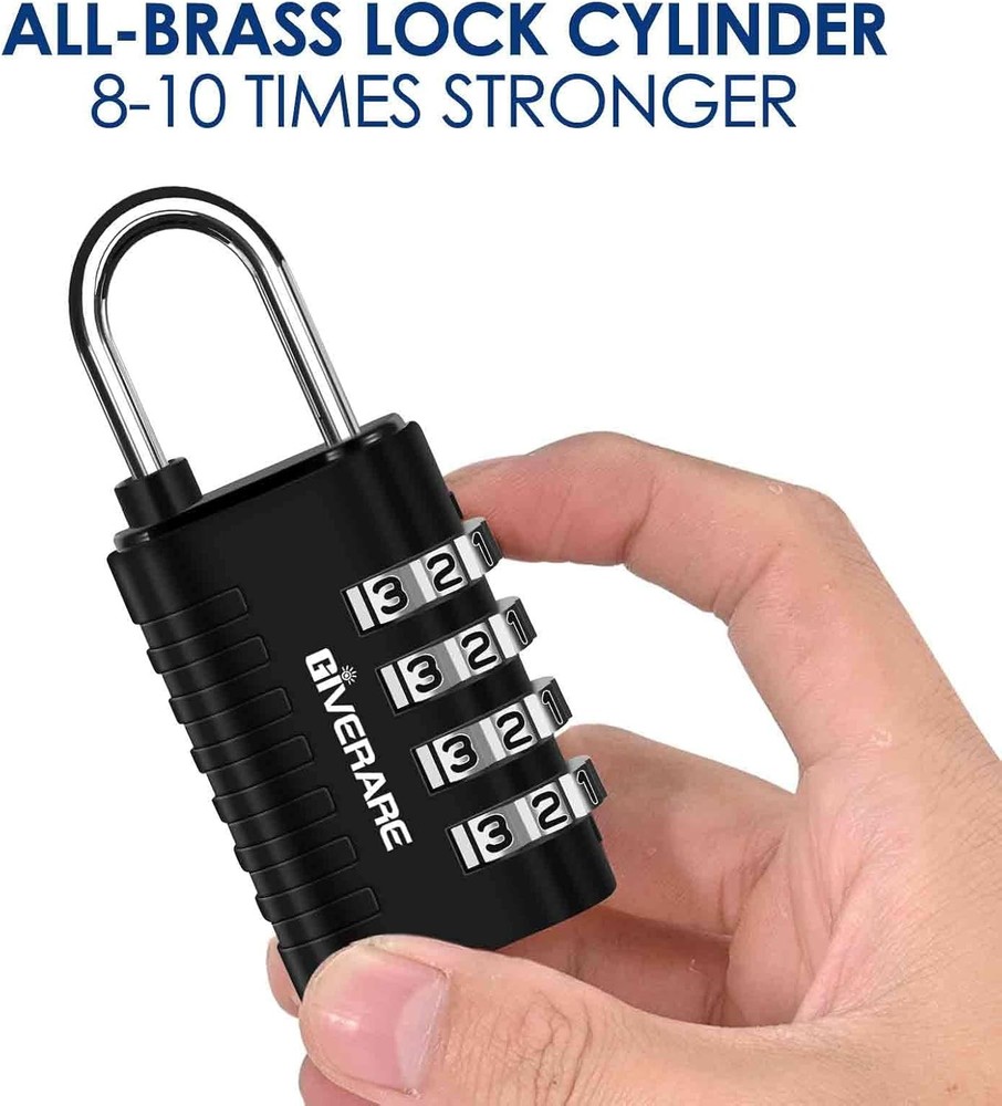 4 Pack Combination Lock, 4-Digit Padlock Keyless, Resettable Metal Luggage Locks