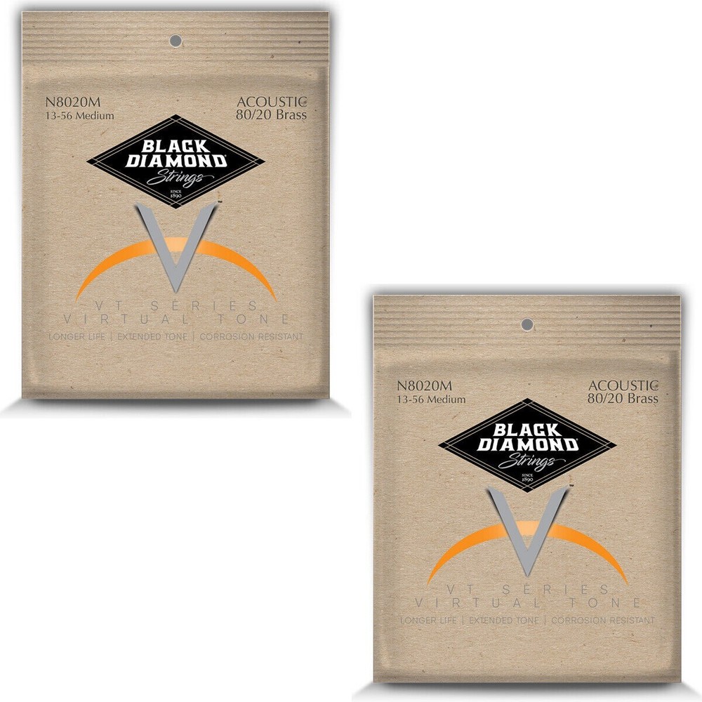 Black Diamond Guitar Strings 2 Sets Acoustic Medium Brass Wound 13-56