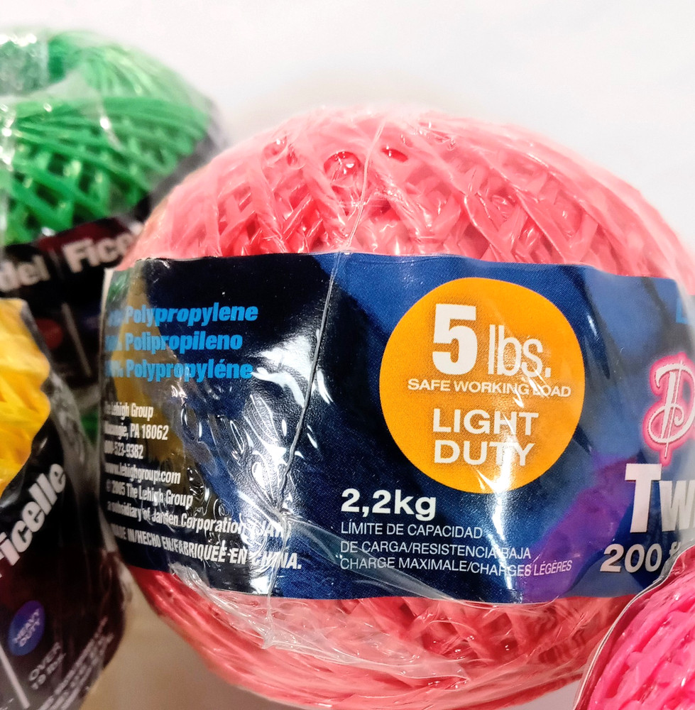 Dazzle Twine 5 Spools/Colors Polypropylene String 200 Feet Each Light Duty