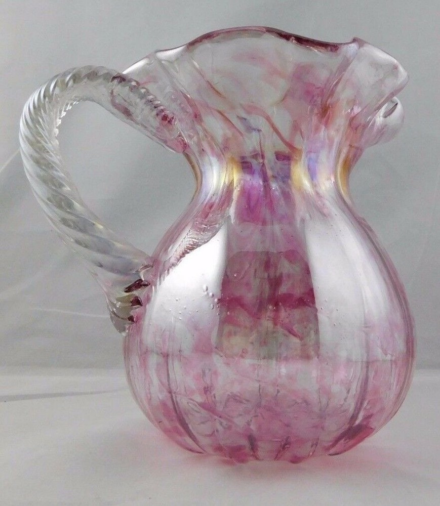 Iridized Ruffle Top with Twisted Handle Pitcher
