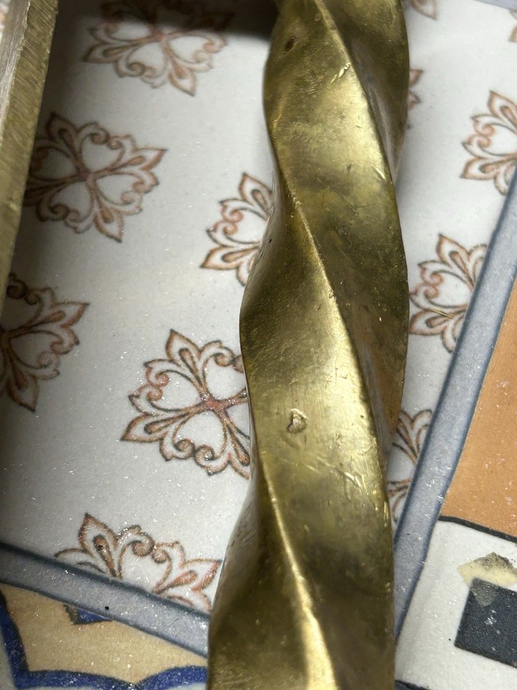 Ornate Solid Brass Door Pull Handle Architectural Salvage Aged Patina MCM