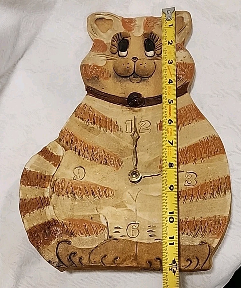 Max Hindt Pottery Cat Wall Clock