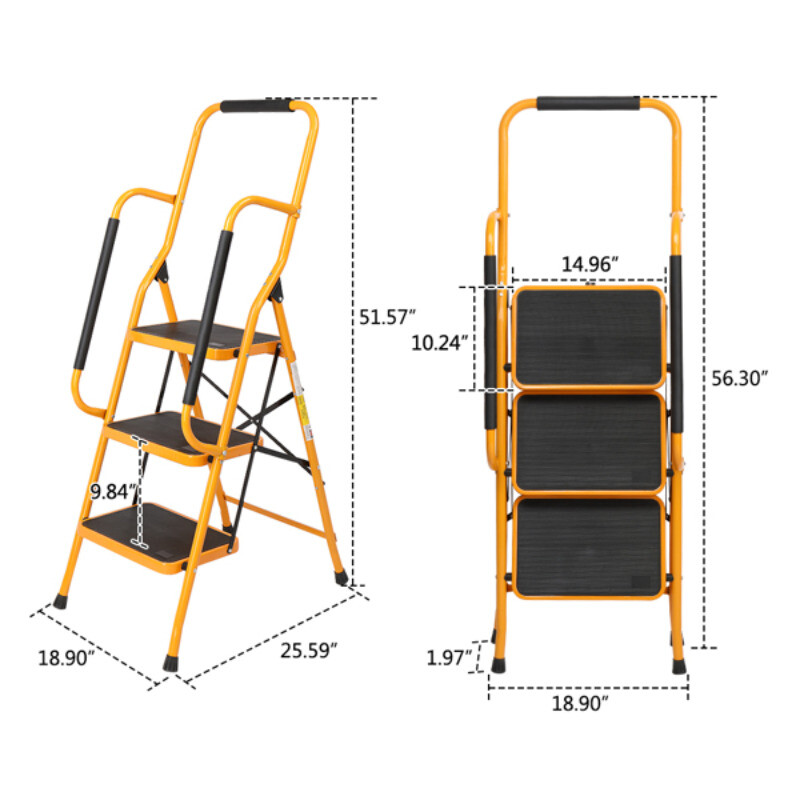 Foldable Ladder 3 Step Ladder Portable Lightweight Step Stool