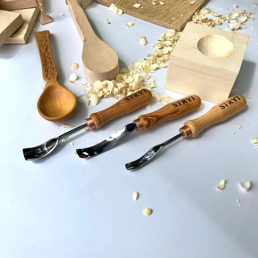 Spoon carving kit, Bowl and kuksa carving kit, Gift for husband, Gouges set