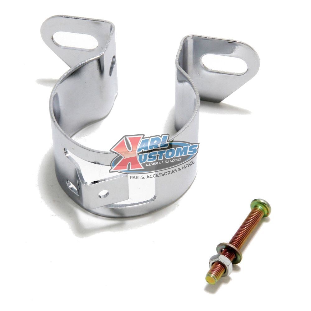 Chrome Universal Round Cylindrical Ignition Coil Bracket - Horizontal Mount