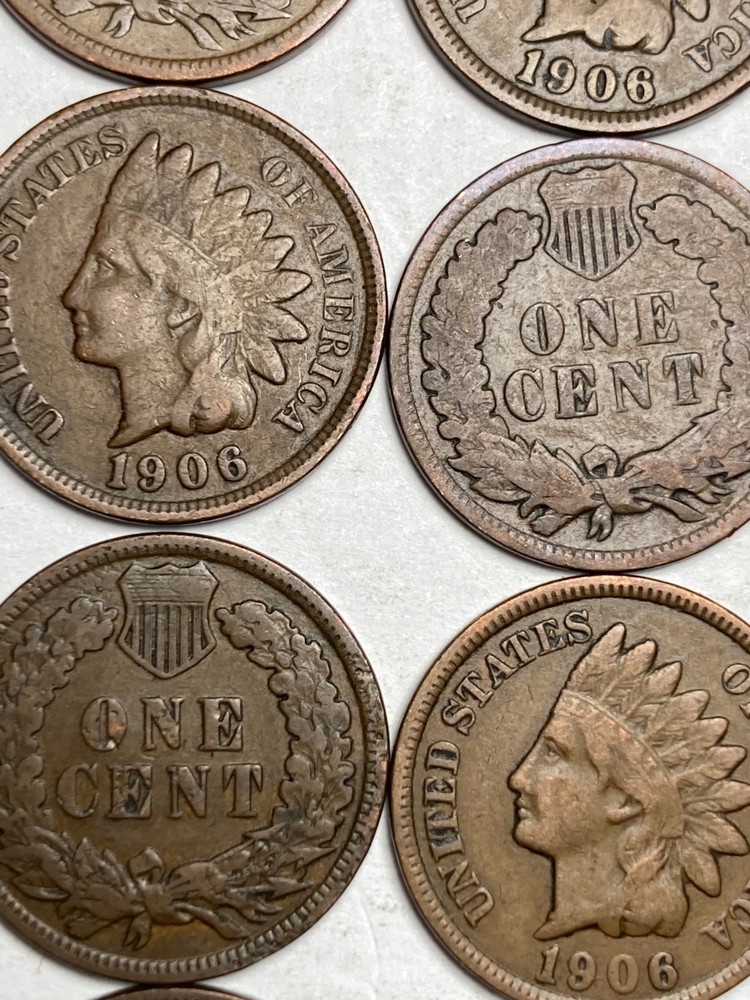 1906 INDIAN CENT ROLL, 50 nice condition (no problem) coins