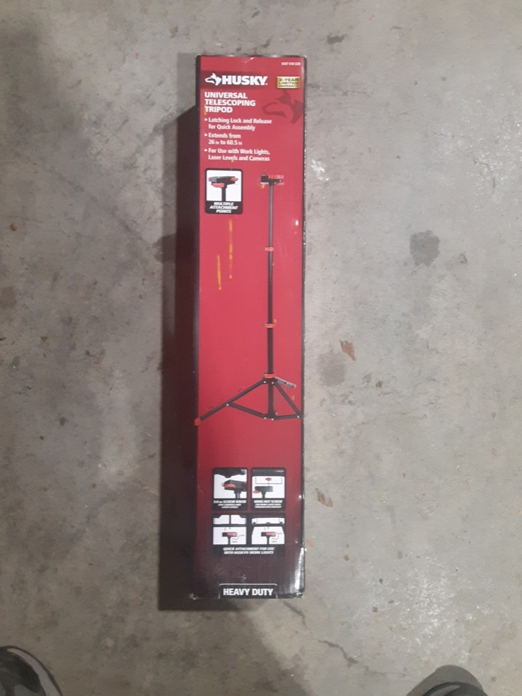 Husky Universal Telescoping Tripod – Work Light / Laser Level Stand