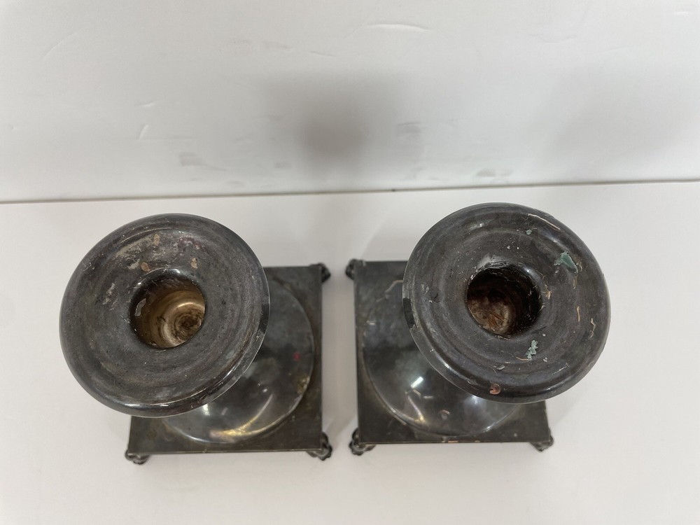 Vintage 5" Silver Tone Crescent Candle Stick Holders