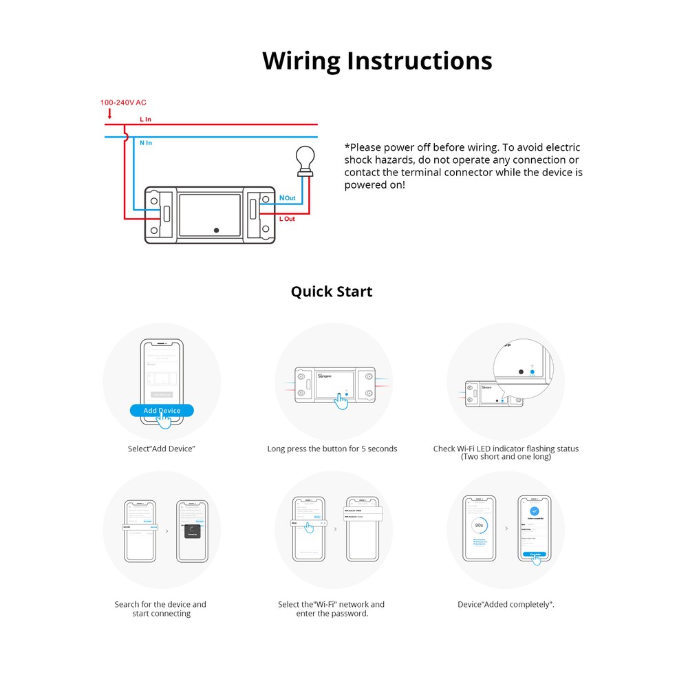 SONOFF BASICR4 WiFi Smart Light Switch 10A DIY Module eWeLink App Control 5Packs