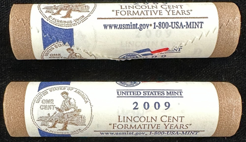 2009 Lincoln Cent Formative Years P+D Rolls, U.S. Mint Wrapped, Unbroken