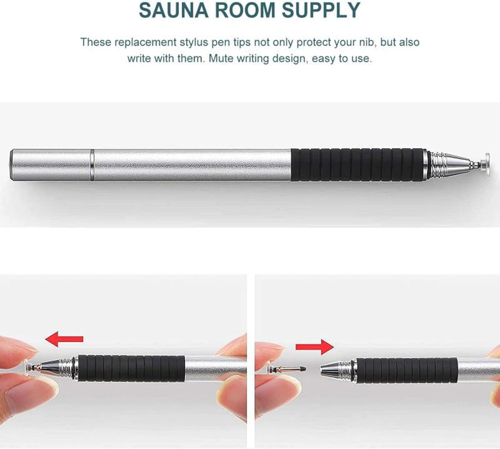 12 Pcs Silver Universal Stylus Replacement Tips,Universal Disc Tips round Shape