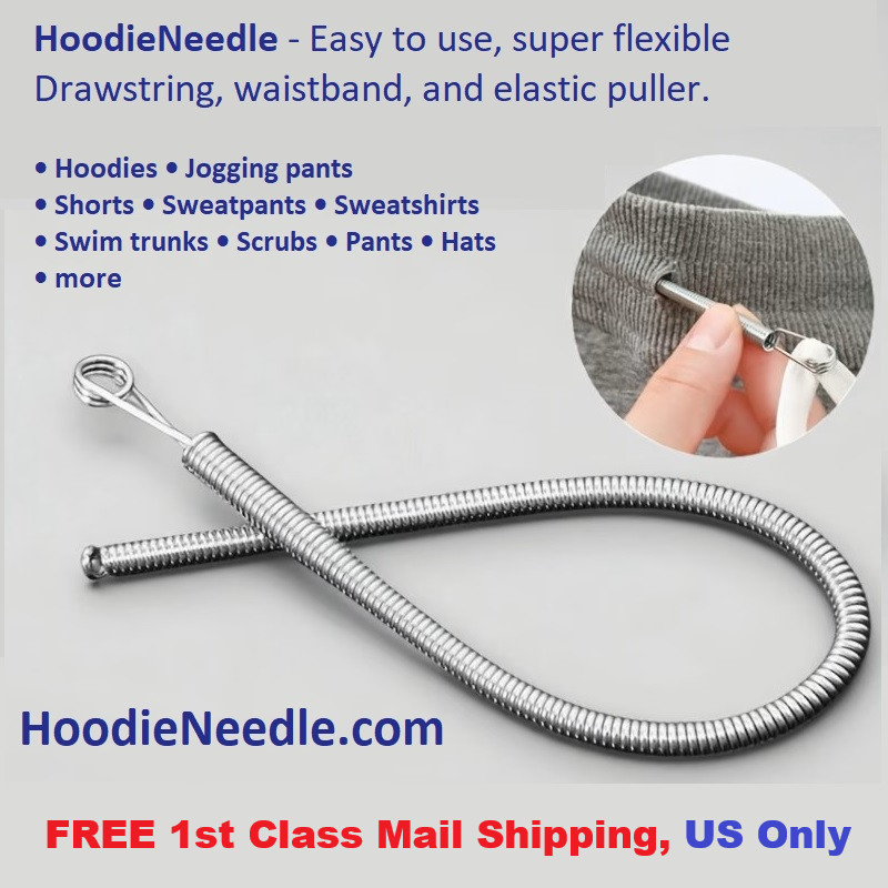 Super flexible drawstring, waistband and elastic threader/puller.