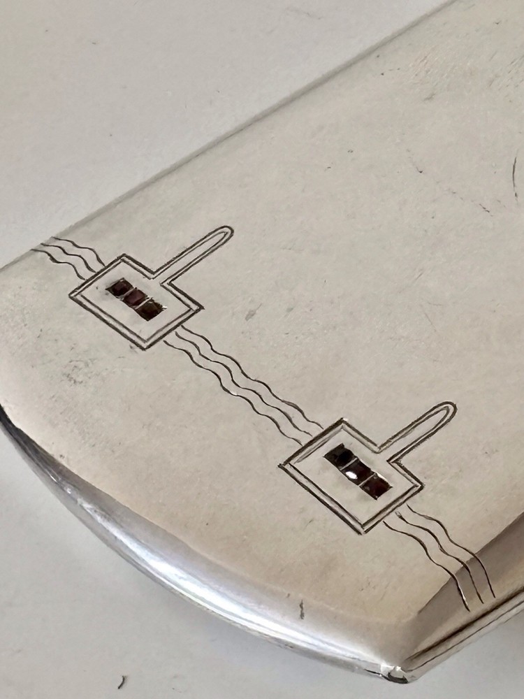 An Art Deco German .800 Silver & Ruby CIGARETTE CASE c1930