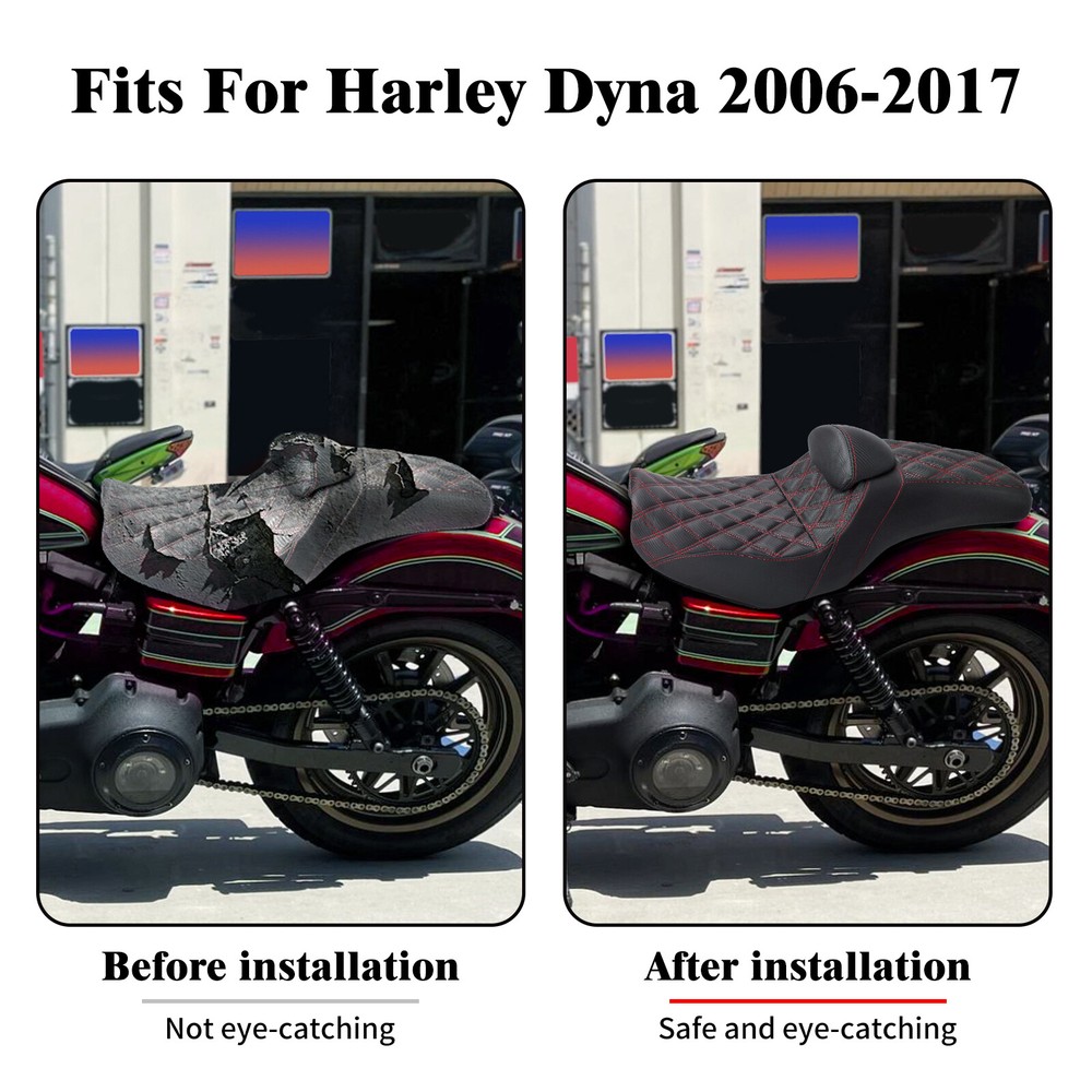 Step Up Red Stitching Seat & Backrest Driver For Harley Dyna Switchback 06-17