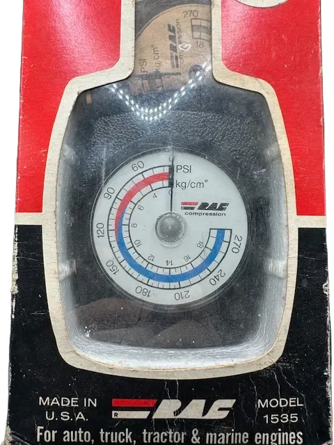 Vintage RAC Rotating Dial Engine Compression Tester Orig Box Manual # 1535