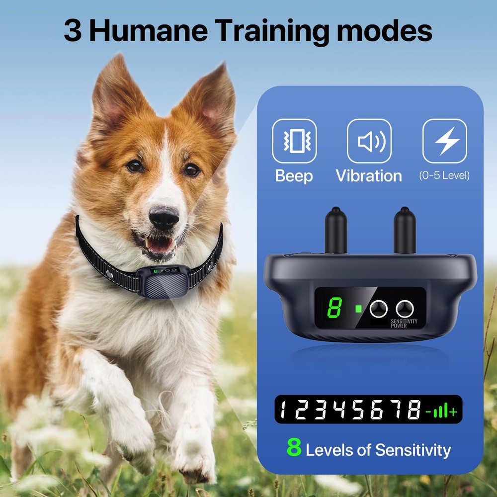 Bark Collar, Automatic Dog Bark Collar with 8 Adjustable Sensitivity for Medium