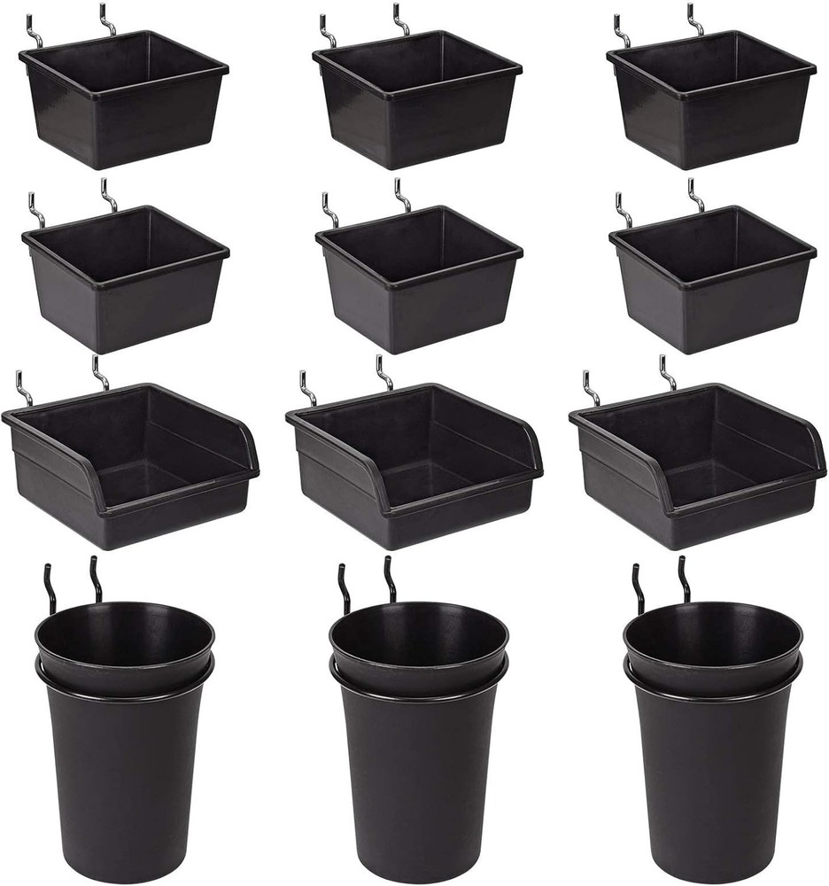 Space Saving Pegboard Organizer Set - 12 Bins & Cups for Garage and Workshop