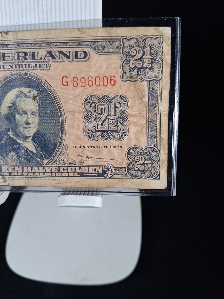 1945 NETHERLAND 2 1/2 GULDEN BANKNOTE