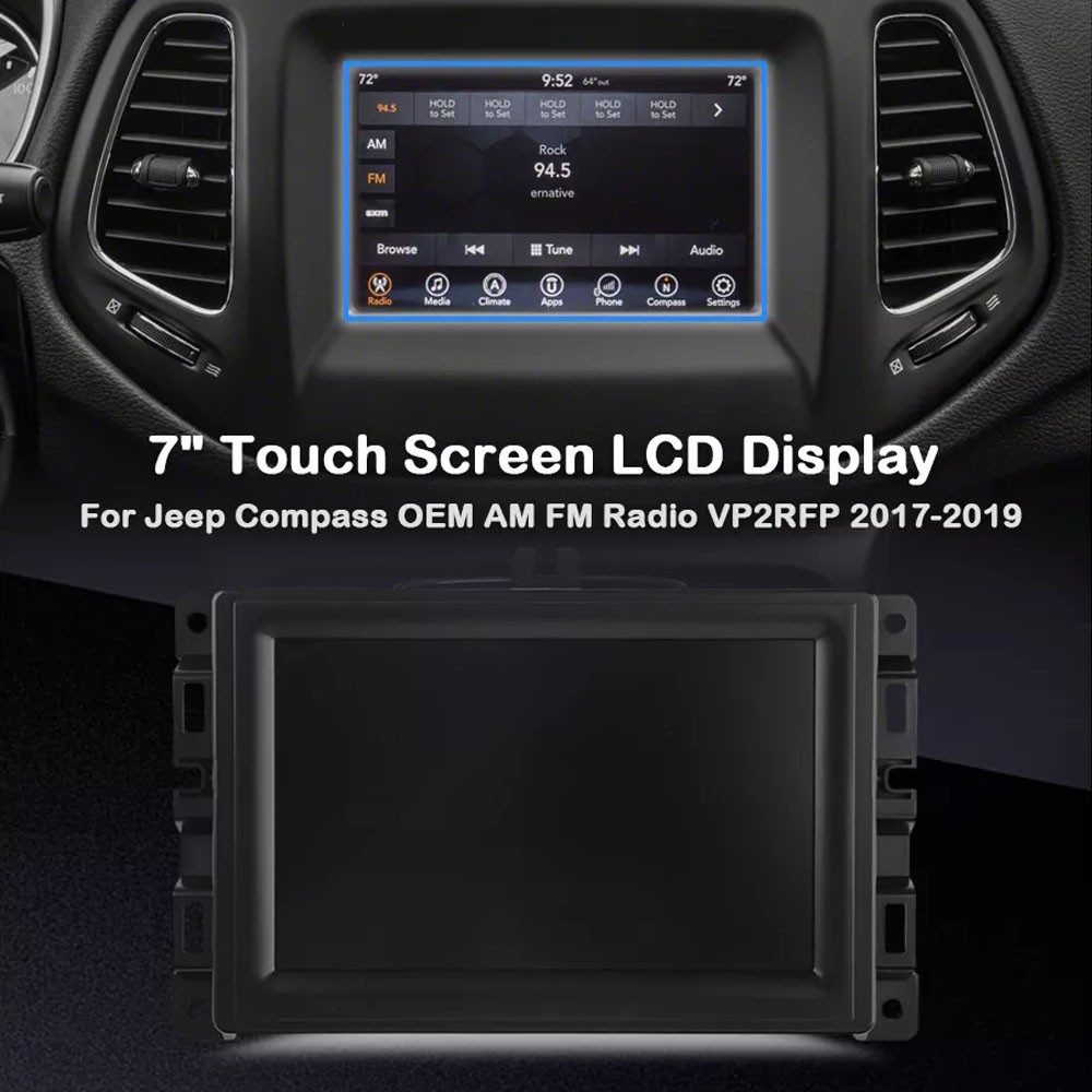 For 2017-2020 Jeep LCD Display Touch Screen Compass Radio Navigation Replace 7"