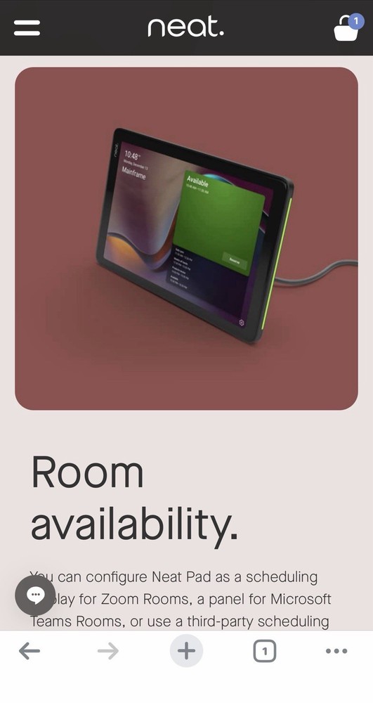 Neat Neat Pad Video Conferencing Room Scheduling Display Touch Screen Device