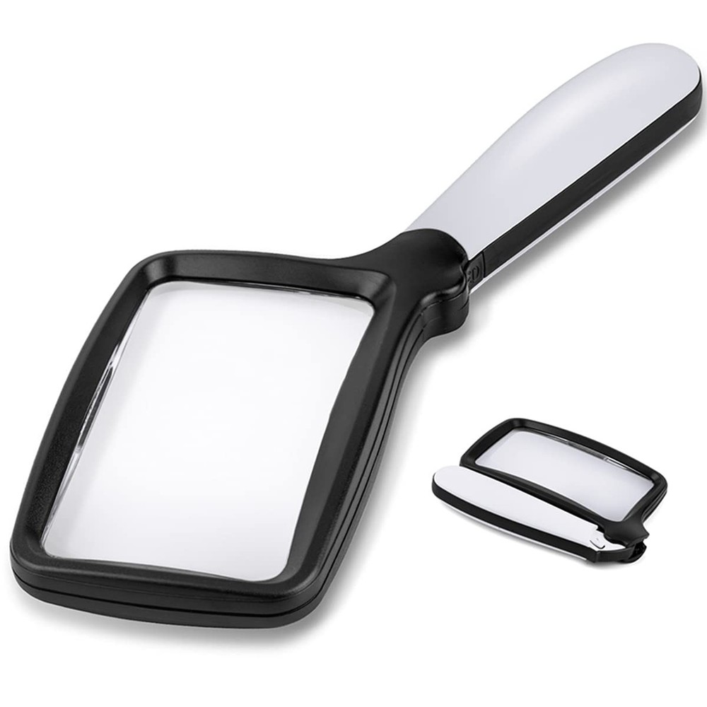 Folding Handheld Magnifying Glass with Light, 3X Large Rectangle Reading Magn...