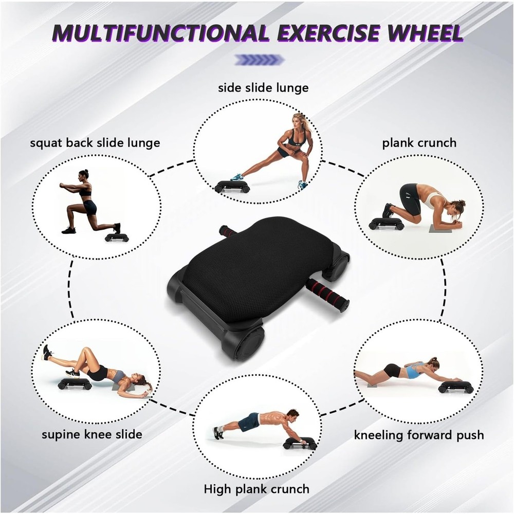 Ab Roller Wheel, Automatic Rebound Abdominal Wheel for Core Workout, Black