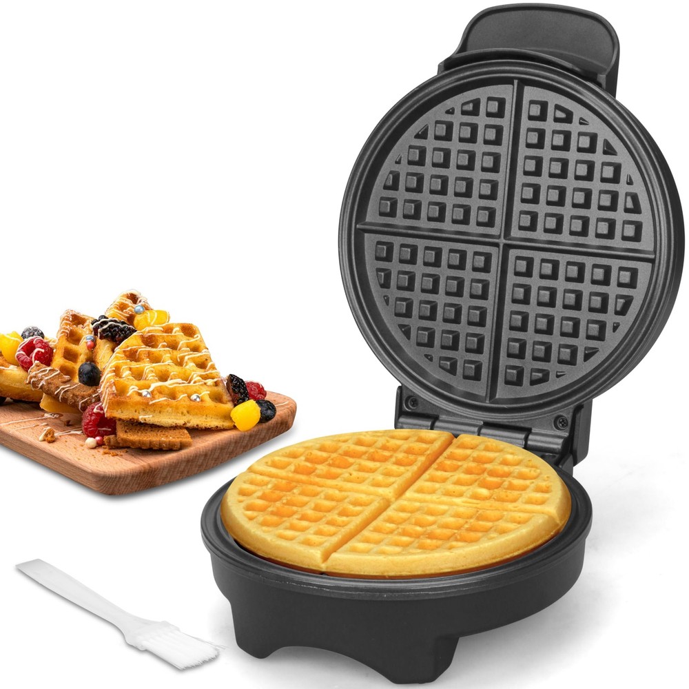 7 Inches Round Classic Waffle Maker Machine Mini Iron Thin Crispy Black