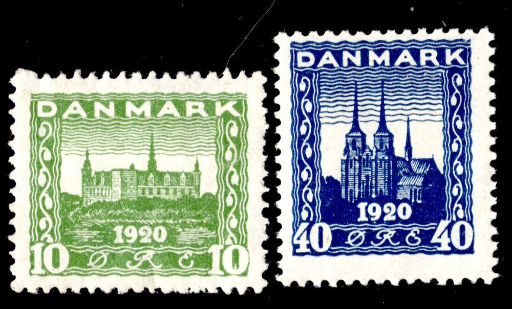 Denmark Scott 159-160 Unused hinged.