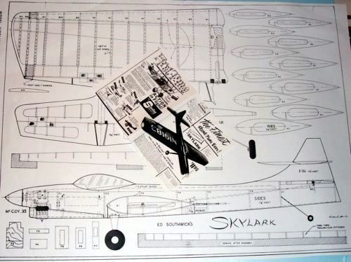 SKYLARK PLAN & CONSTRUCTION ARTICLE for Ed Southwick's UC Stunt Model Airplane