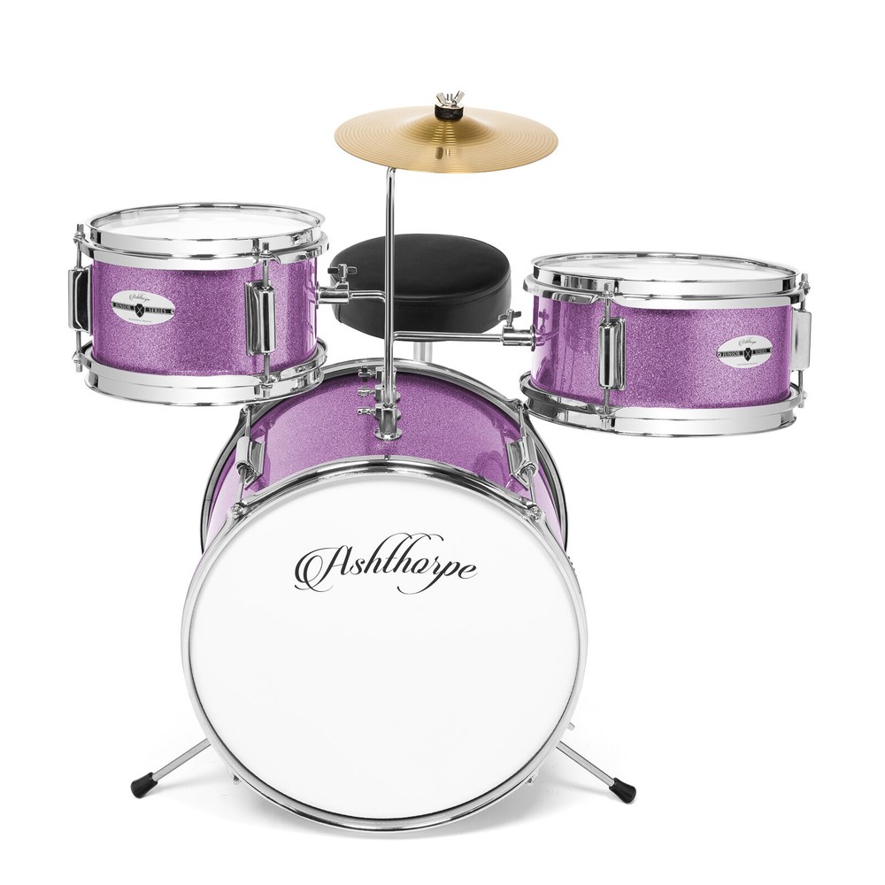OPEN BOX - 3-Piece Junior Drum Set - Complete Mini Beginner Kit - Purple