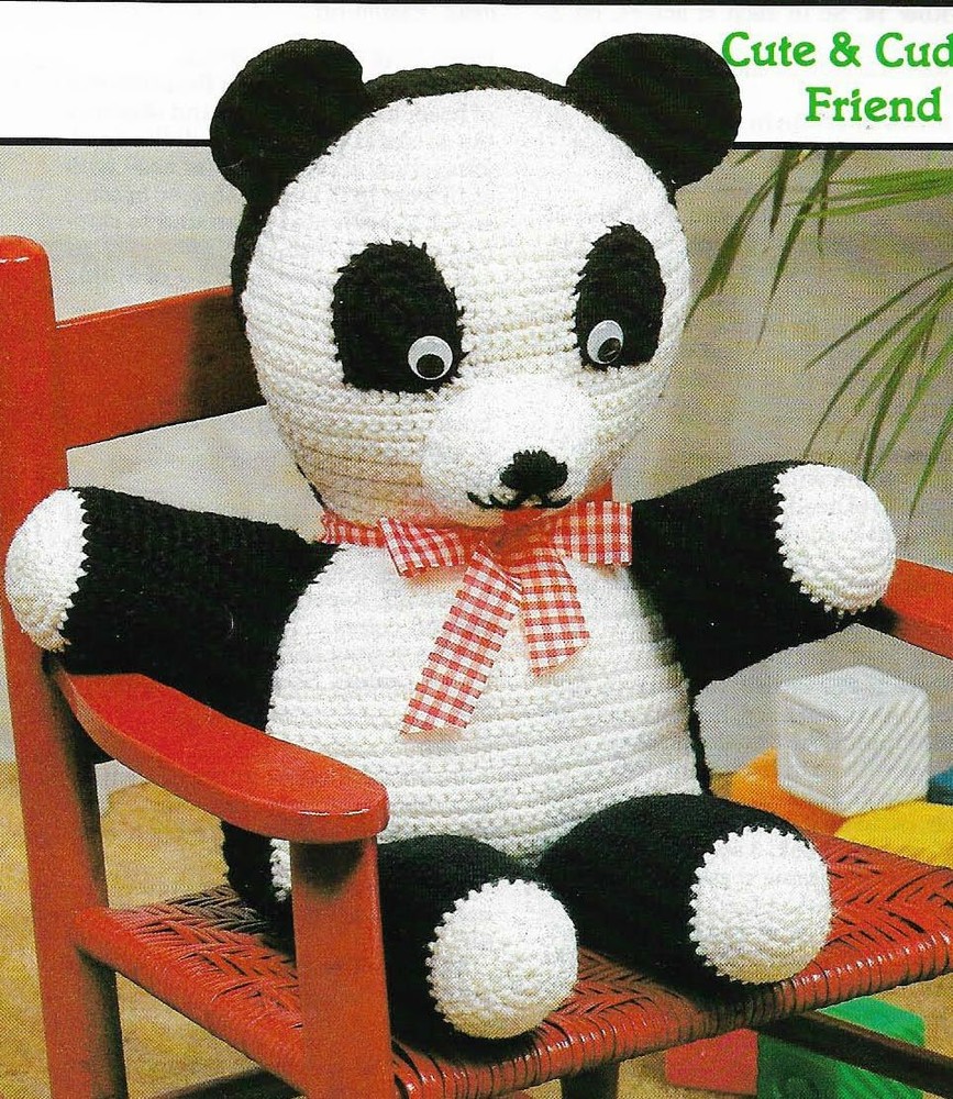 SNUGGLES THE PANDA BEAR STUFF ANIMAL DIGEST SIZE CROCHET PATTERN INSTRUCTIONS