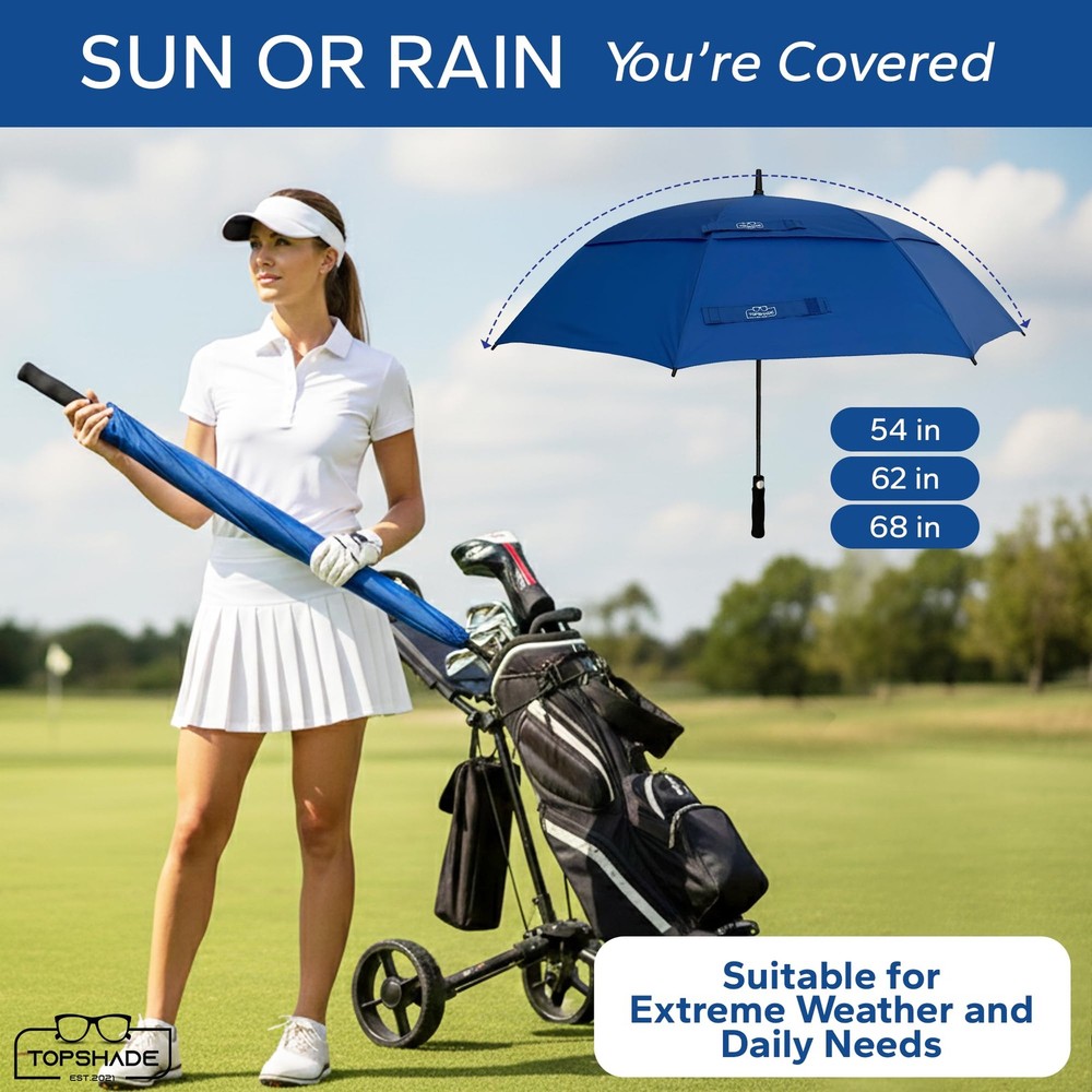 Golf Umbrella 54/62/68 inch, Double Canopy, Automatic Open