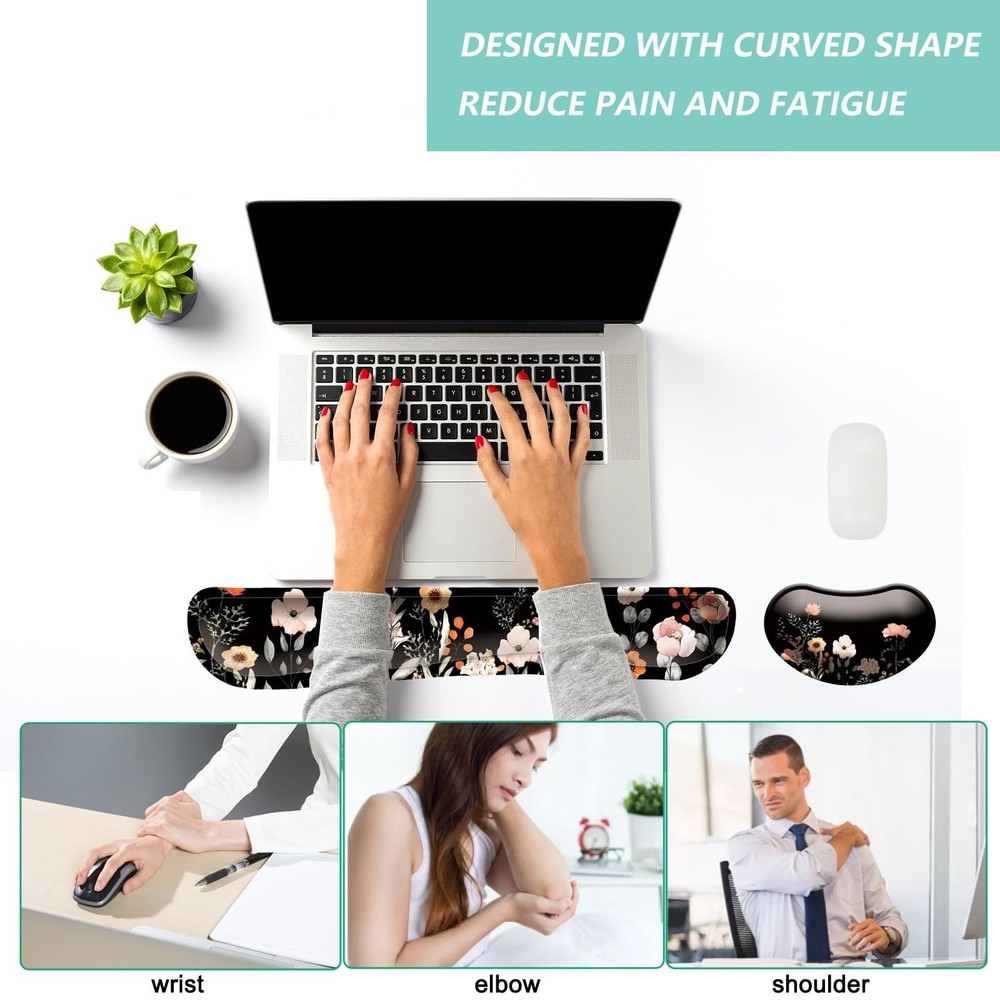 Keyboard Wrist Rest Mouse Wrist Support Set, Memory Foam Wrist Rest Pad for C...