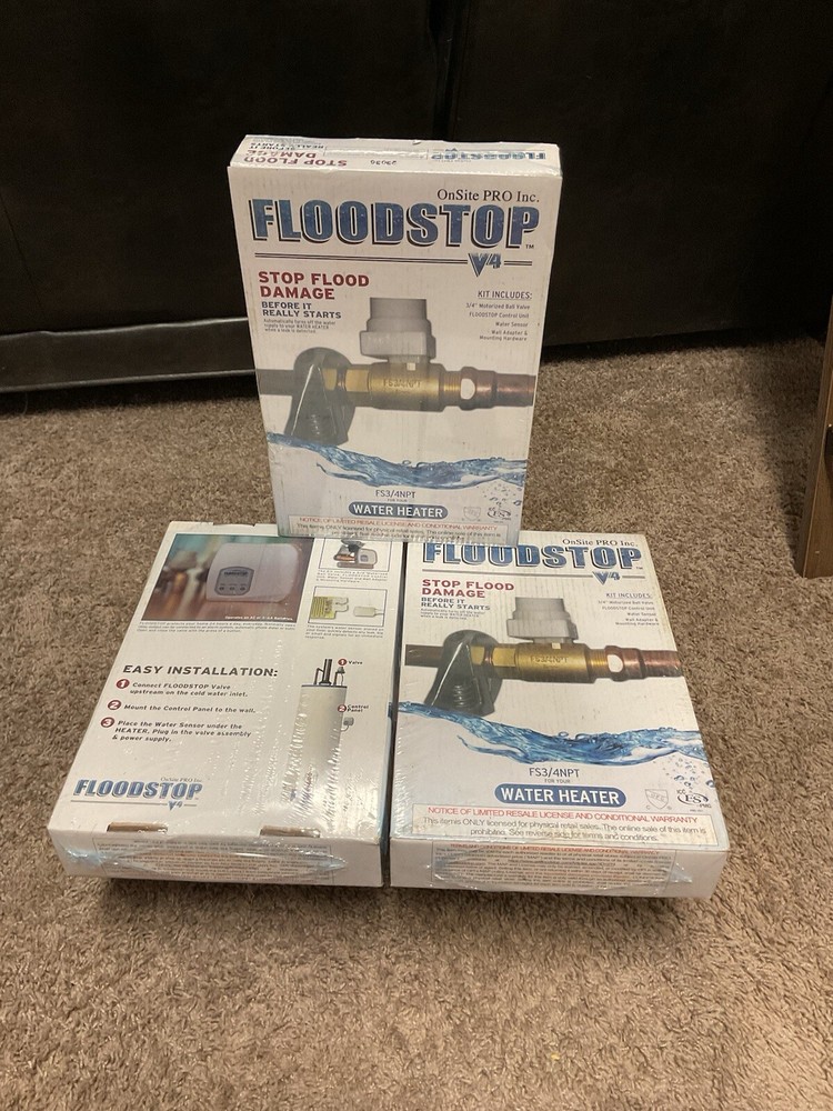 Water Heater Floodstop w/ 3/4" Ball Valve, Control Box, Sensor