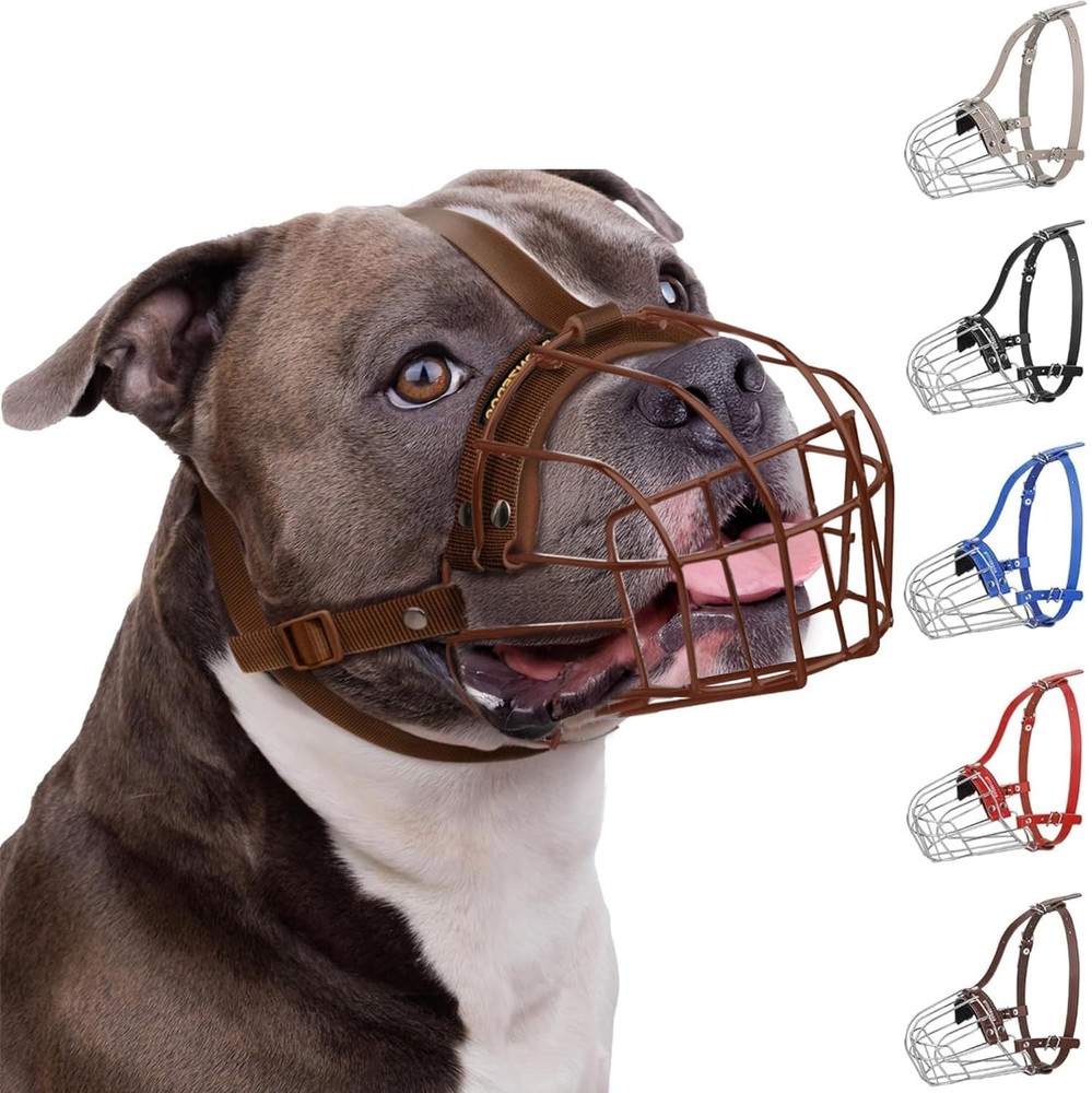 BRONZEDOG Pitbull Dog Muzzle Breathable Metal Basket for large dogs terrier