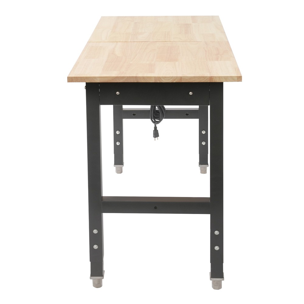 Adjustable Height Workbench w/ Power Strip Working Table Heavy-Duty Work Desk
