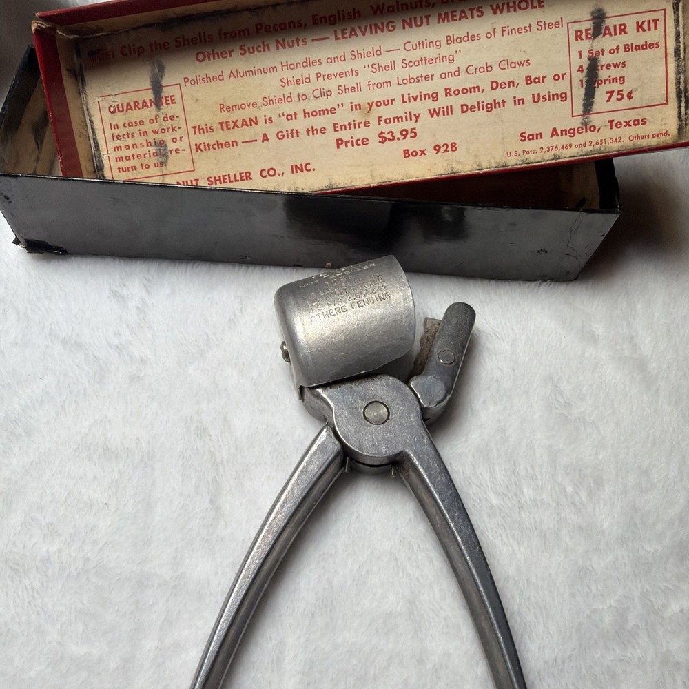 Vintage Texan Nut Sheller Cracker by York in Original Box Kitchen Baking Tool