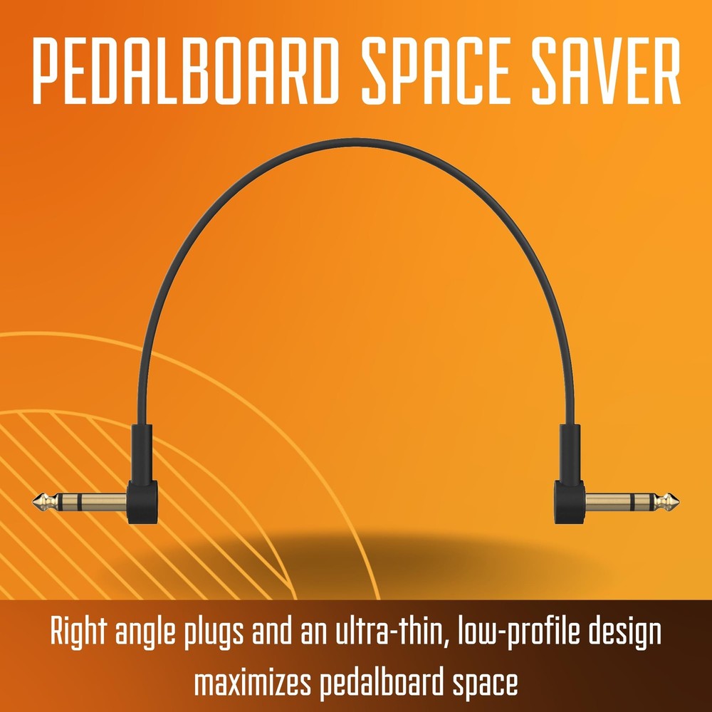 Stereo TRS Cable 1/4 Right Angle - 4 Ultra-Thin Flat TRS Patch Cable, Low Pro...