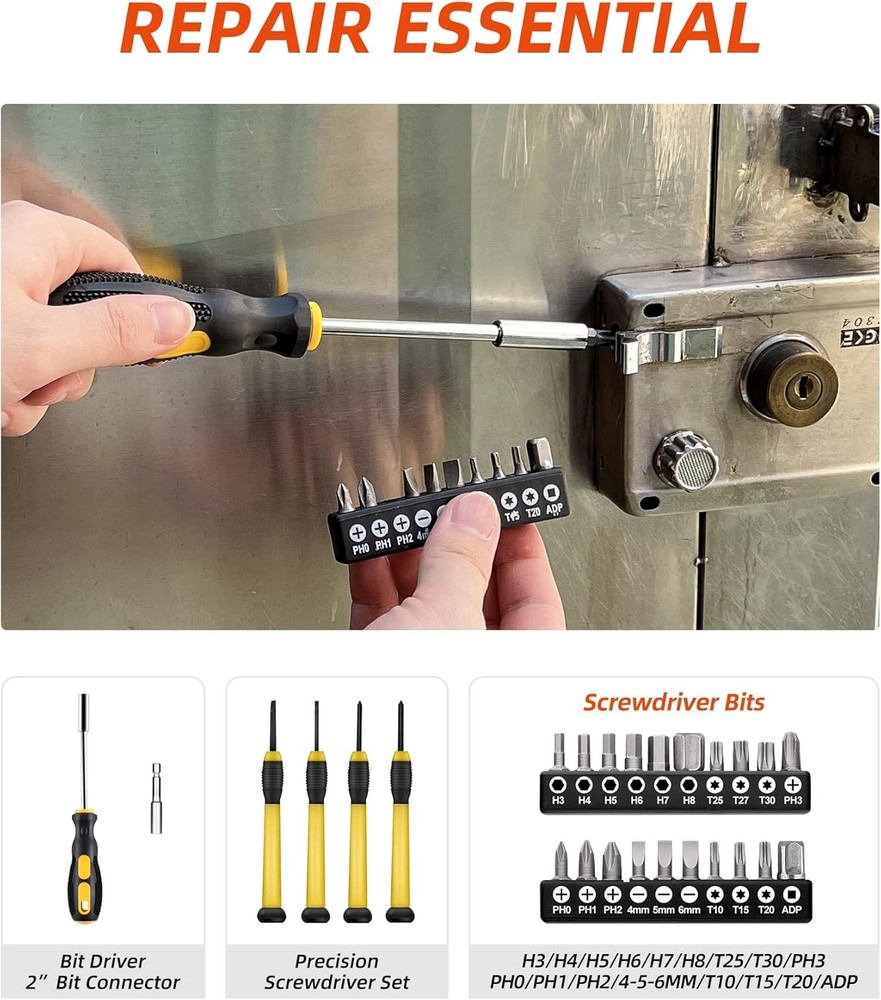 40 piece household hand tool kit with plastic toolbox storage case