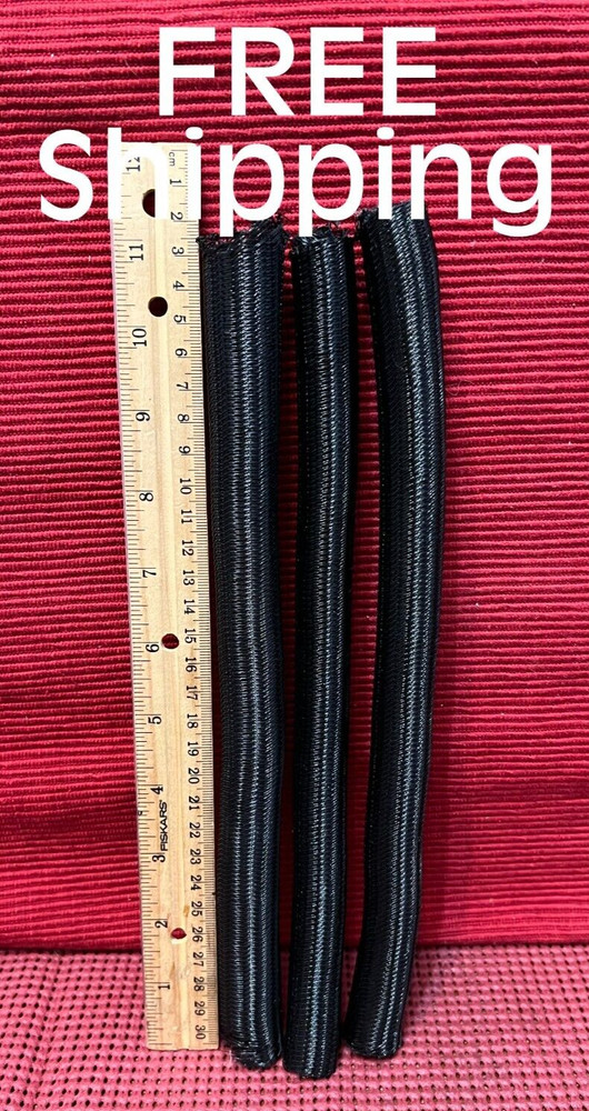 THREE (3) Braided Tech Wrap-A-Round Cable Sleeving ~ Black ( 10 inch )