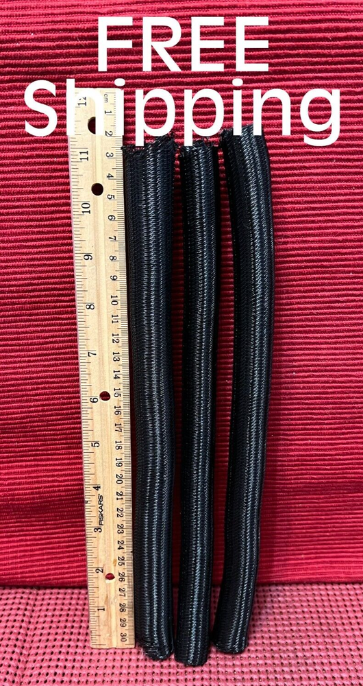 THREE (3) Braided Tech Wrap-A-Round Cable Sleeving ~ Black ( 10 inch )