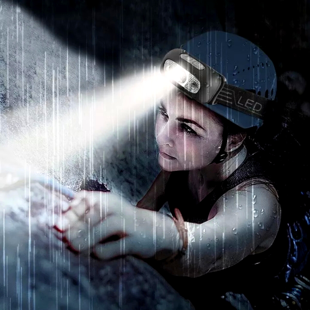LED Headlamp USB Rechargeable Flashlight Waterproof Head Lamp Torch Camping