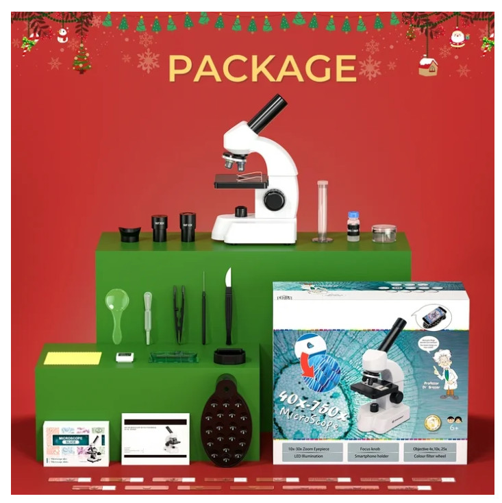 LAKWAR Kids Microscope Set w/ Slides & Phone Adapter – STEM Science Kit 6+