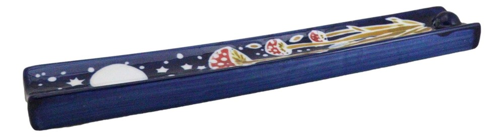 Ceramic Starry Night Moon Toadstool Mushrooms Forest Incense Burner Figurine